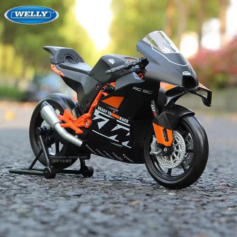 Welly 1/12 KTM RC 8C Alloy Race Motorcycle Model Diecasts Toy Simulation Metal Street Toys Car Collectibles Childrens Gifts