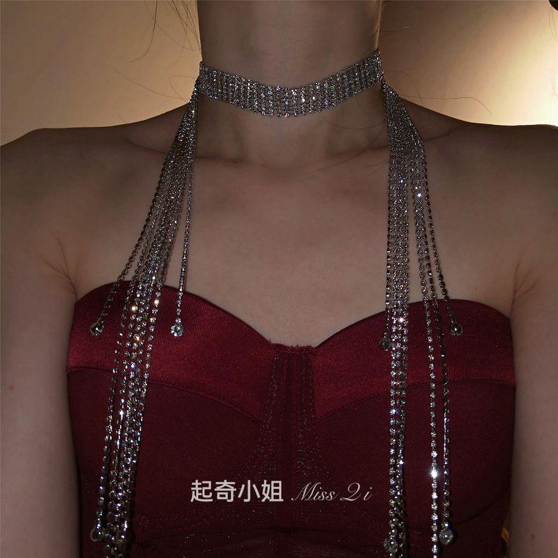 

Full-Diamond Tassel Long Multi-Layer Necklace with an Exaggerated High-End Feel, European and American Style, Cool and Unique Clavicle Chain for Women Default