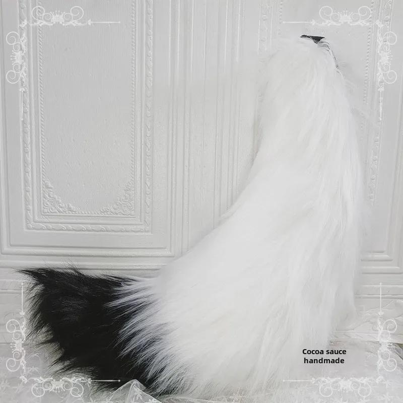 Handmade Anime Cosplay Animal Tail Accessory In White, Black, and Gray – Wolf, Fox, Dog Styles