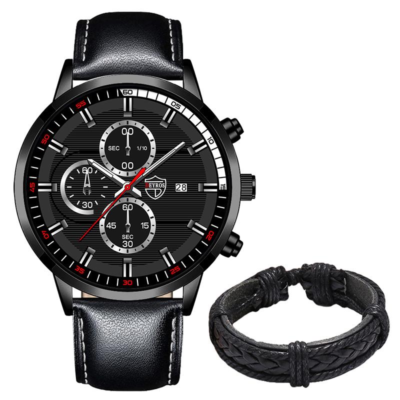 Men's Fashion Sports Watches Men Luxury Business Quartz Wristwatch Calendar Male Casual Leather Bracelet Watch Luminous Clock