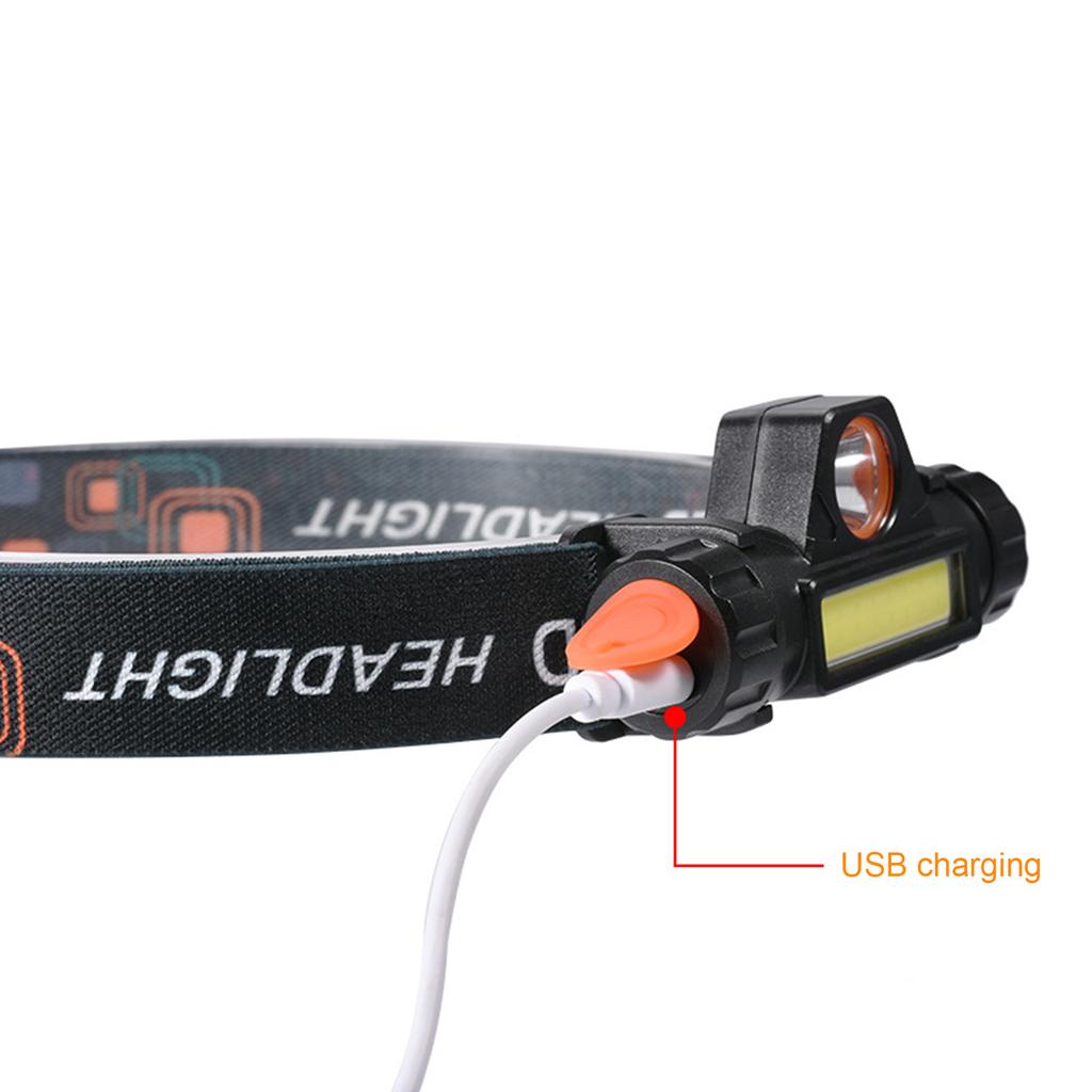 Q5+COB Bright Headlight Night Walking Headlamp Camping Hiking Head Lamp Rechargeable Outdoor Work