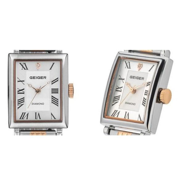 Montre Geiger pour femme, modèle GE1261CB, boîtier oblong en métal et diamants, bracelet en cuir, montres coréennes populaires