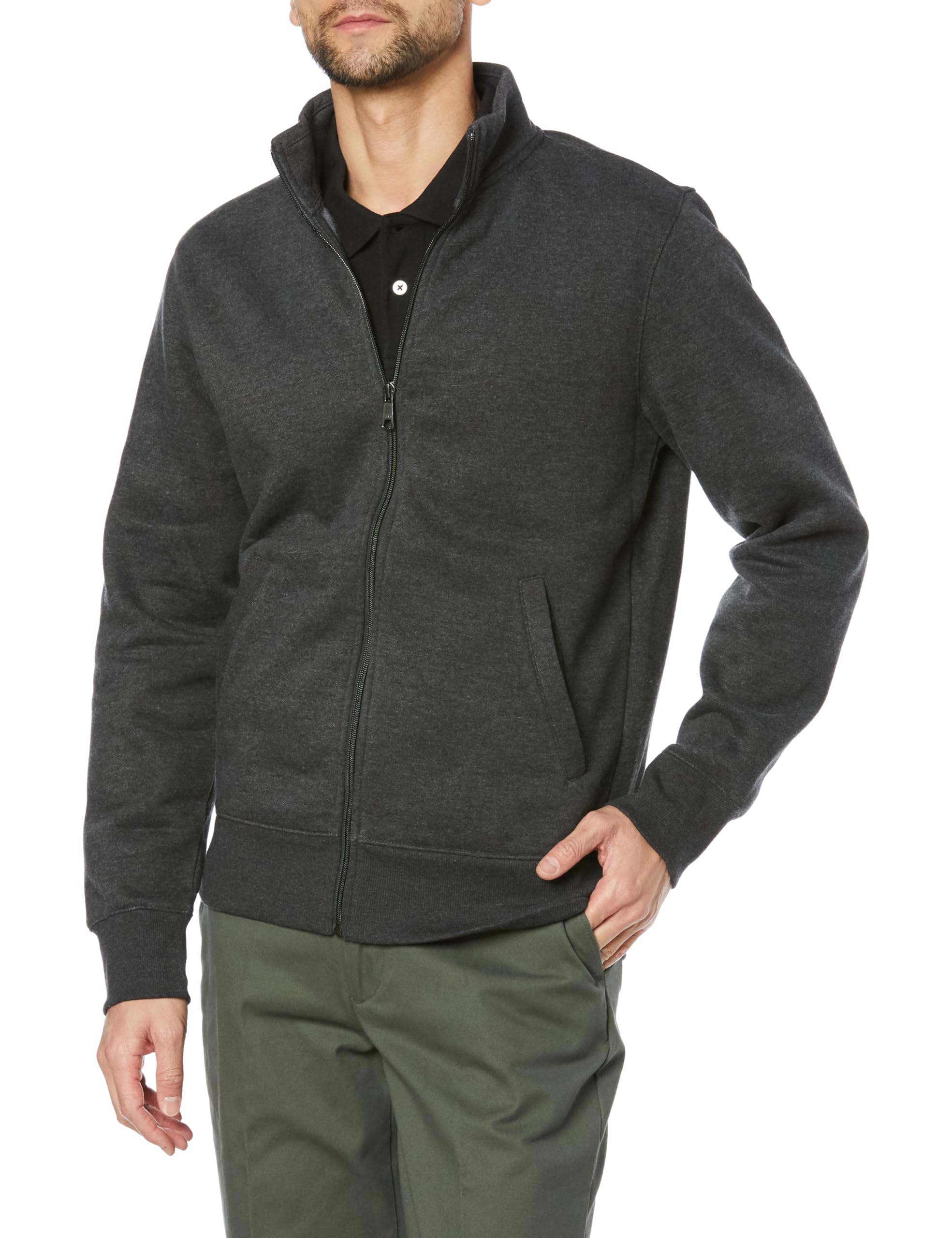 

[Amazon Essentials] Men s Sweatshirt Zip-up Mock Neck Fleece Heathered Charcoal L