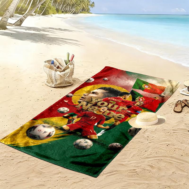 Ronaldo Custom Football Wallpaper Custom Name Print Beach Towel Large Soft Quick Dry Towel For Beach Camping Swimming