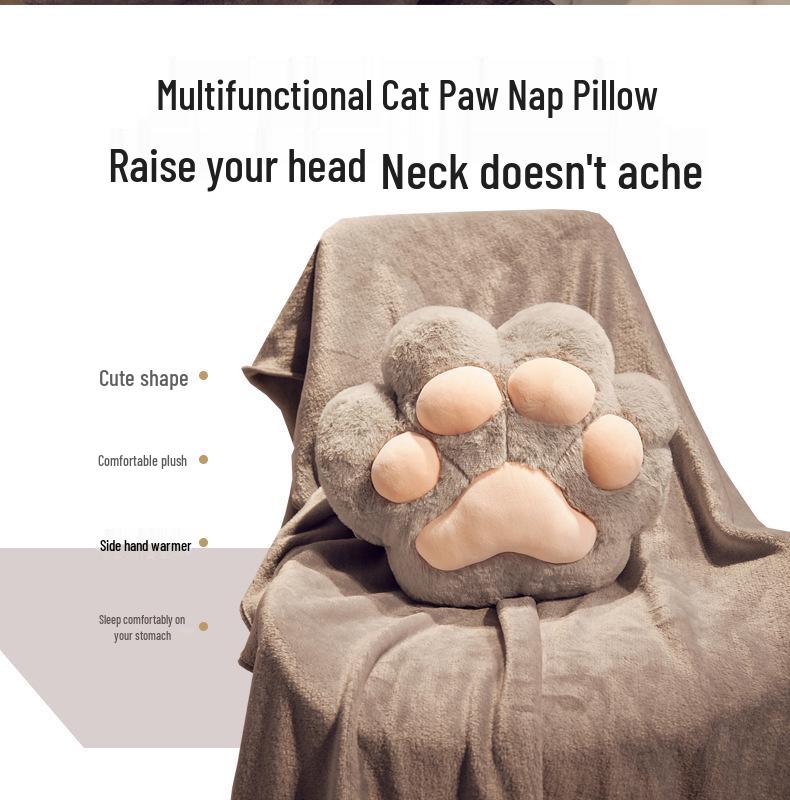 Polštářek a deka do auta s kočičími tlapkami: Dvojí použití pro zdřímnutí v kanceláři, na cestách a další