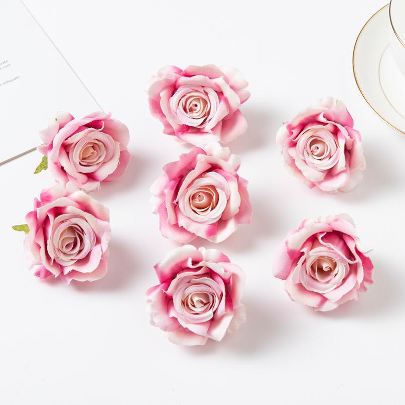 100Pcs Silk Rose Artificial Flower Hot sale Christmas Wedding Bridal Bouquet Home Outdoor Garden Diy gift box Scrapbook Material