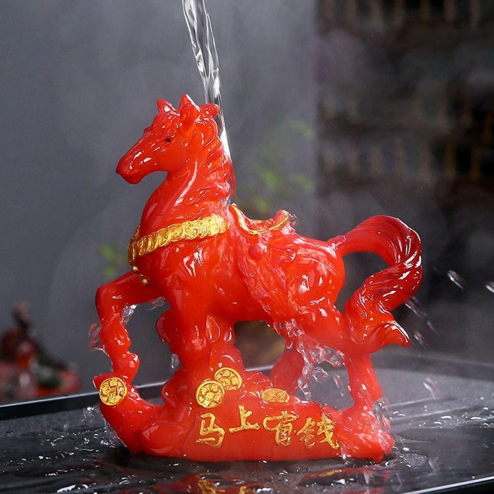 High Temperatures Resin Horse Statue Money Symbol Base Tea Pet Sculpture  Display Decoration