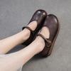 Johnature Flache Retro-Schuhe aus echtem Leder mit weicher Sohle, bequeme, leichte Pendlerschuhe für Damen
