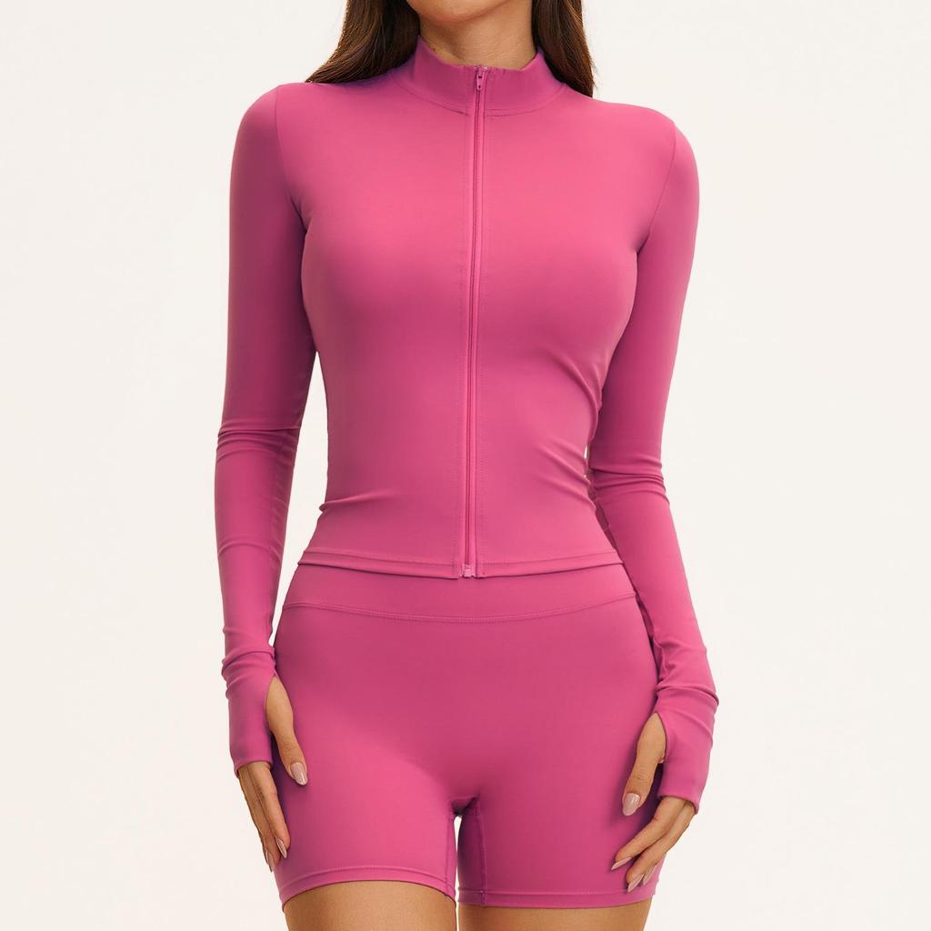 Women's Zipper Long Sleeve Yoga and Fitness Set - Autumn/Winter Slim Fit Sportswear