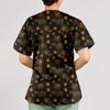 Women's Halloween Printed Loose V-Neck Pocket Short SleevUniform  Uniform