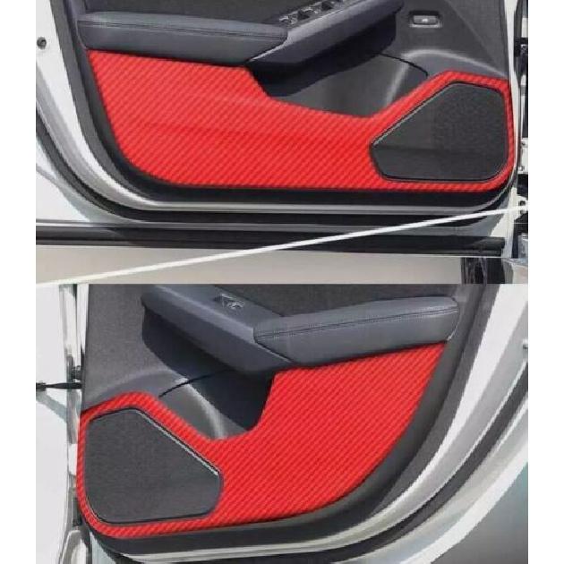 Panel Sticker For Honda Civic - Interior Door Anti-Kick Red Carbon Fiber