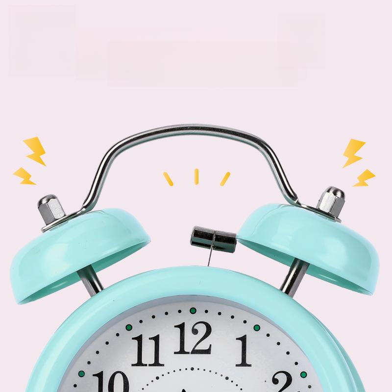 Simple Dormitory Student Alarm Clock Metal Small Alarm Clock Children's Bedroom Bedside Clock Silent Luminous Quartz Watch