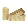 Natural Seagrass Woven Rectangular Storage Basket for Living Room, Tea Sets, Sundries, and Cosmetics