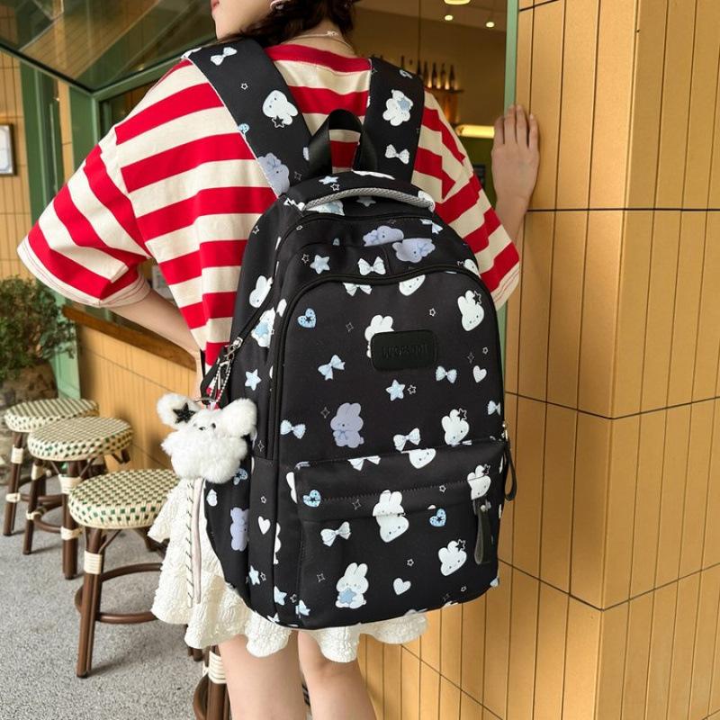 Schoolbag Korean version of small fresh schoolbag Japanese princess versatile cute rabbit printed backpack junior high school class backpack