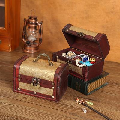 Creative Retro Wooden Jewelry Box Gift Packaging Wooden Box Wedding Candy Storage Box Film And Television Props Decorative Ornaments