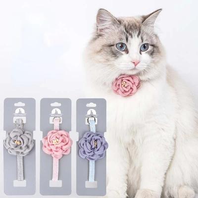 Pet Collars New Cat Camellia Flower Cat Collars Cute Princess's Birthday Adjustable Dog Dressing Tool Pet Accessories Supplies