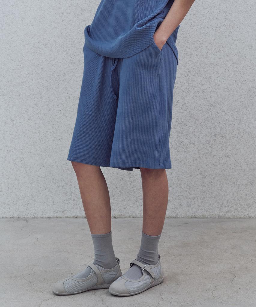 Alijibi Pokect Graphics Waffle Shorts Blue