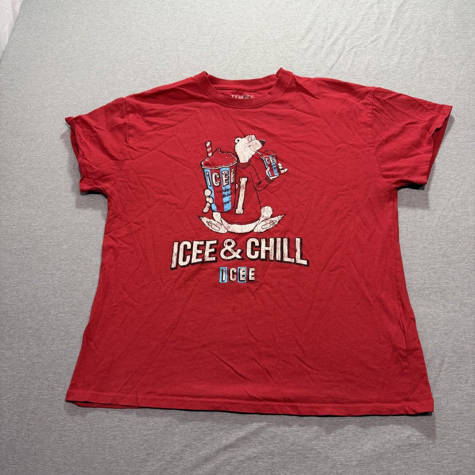 Icee T Shirt Men s Extra Large Retro Graphic Print Icee & Chill Lounge Red Tee XL