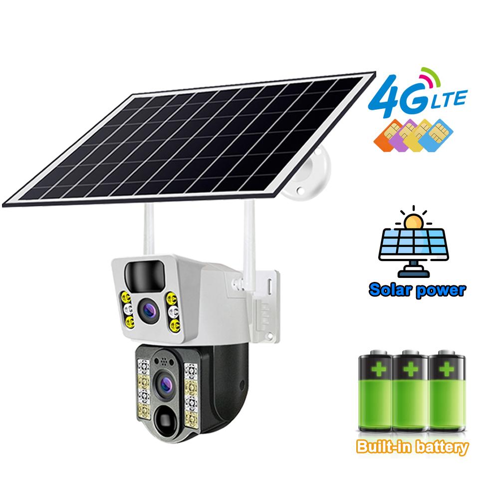 8PM Solarkamera 4K Dual-Objektive 4G Sim Wifi Außen Dual-Objektiv PIR Personenerkennung IP66 Wasserdicht CCTV Videoüberwachung