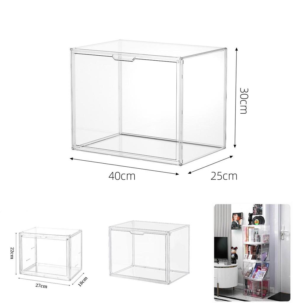 Transparent Plastic Book Storage Box With Lid For Cd Magazine Desktop Organizer