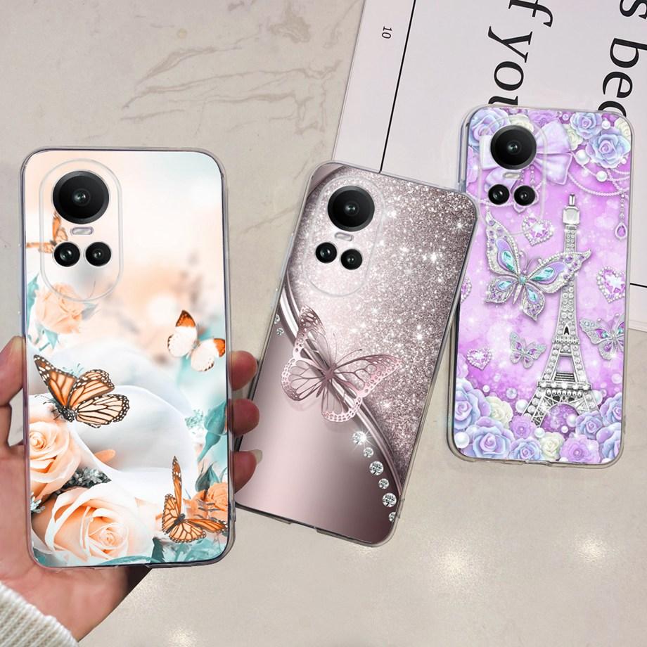 For Oppo Reno10 Pro Case Reno 10 5G Cover Soft TPU Black Silcione Bumper Coque For Reno 10pro Global Funads Women Fashion Print