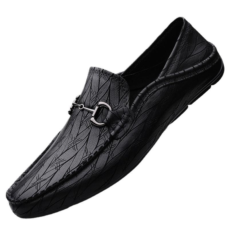 Einfache lässige Schuhe für Herrenfuß-Set, große Größe, Lederschuhe, schwarze Schuhe, Echtleder, Mützen-Schuhe für Herren 49