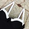 2024 Women's Black and White Colorblock Slimming One-Piece Swimsuit