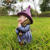 Resin Halloween Witch Sculpture Funny Garden Dwarf Figurine Crafts Gnome Statues  Tabletop