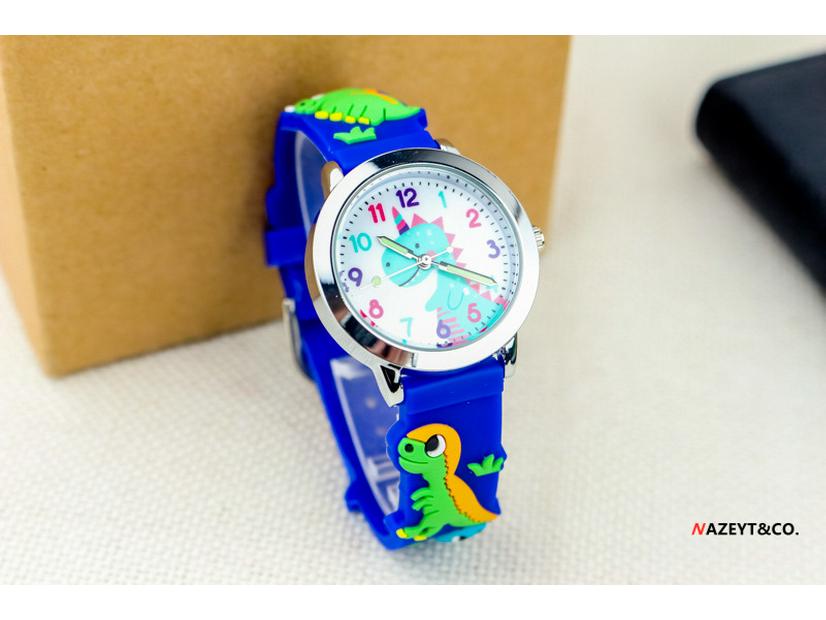 Fashionable 3D Silicone Dinosaur Quartz Watch for Kids - Cute Cartoon Animal Design