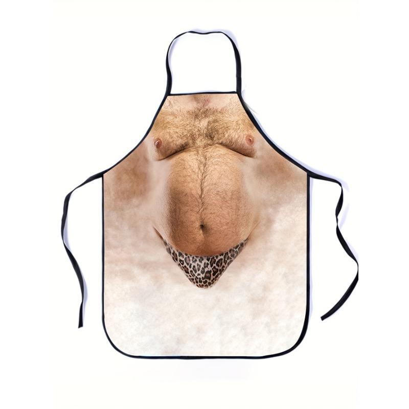 

Men Cooking Grilling Aprons Leopard Print Big Belly Pattern Practical Apron Creative Party Decoration Birthday Gift