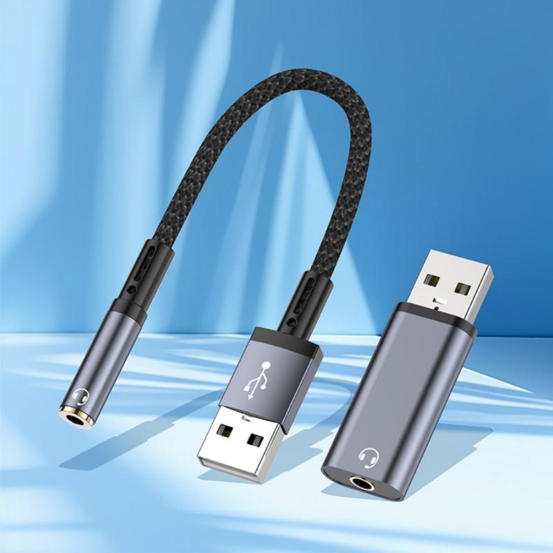 Placă de sunet stereo externă portabilă USB la cablu audio USB la adaptor audio de 3,5 mm USB la convertoare de 3,5 mm