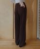 LAMINEZ Semi-Bootcut Cotton Pants - Brown
