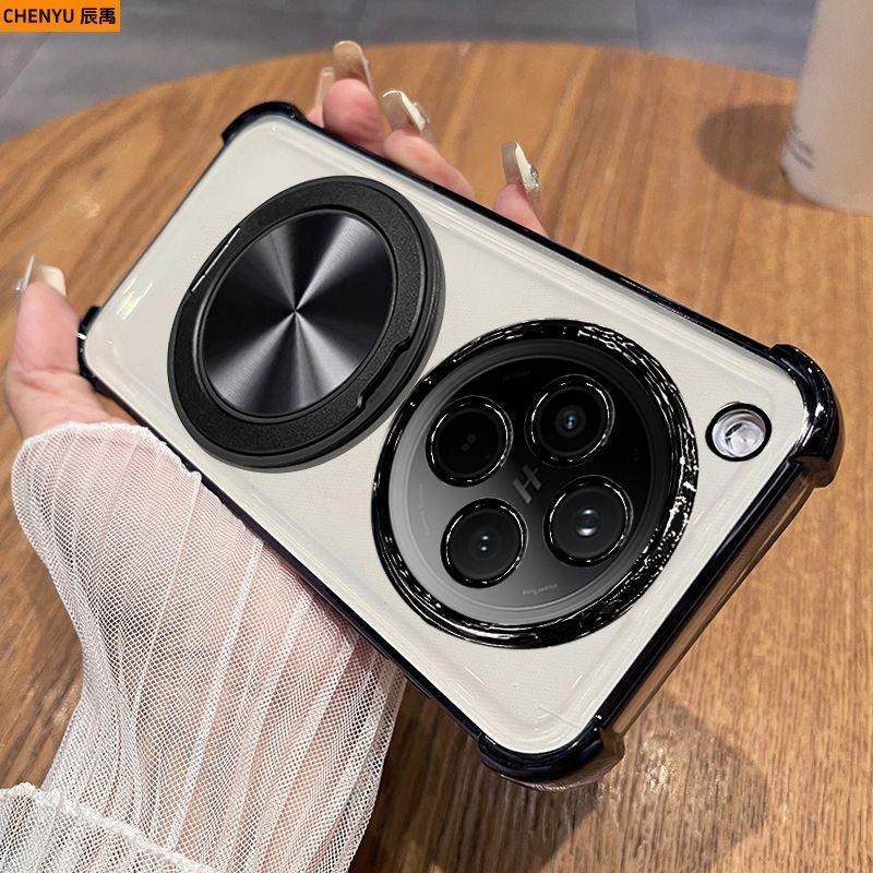 For OPPO Find X8 Pro X7 Ultra Case Transparent Plating TPU 360° Rotating Bracket Anti-fall Cover For OPPO Find X 8 Pro Funda