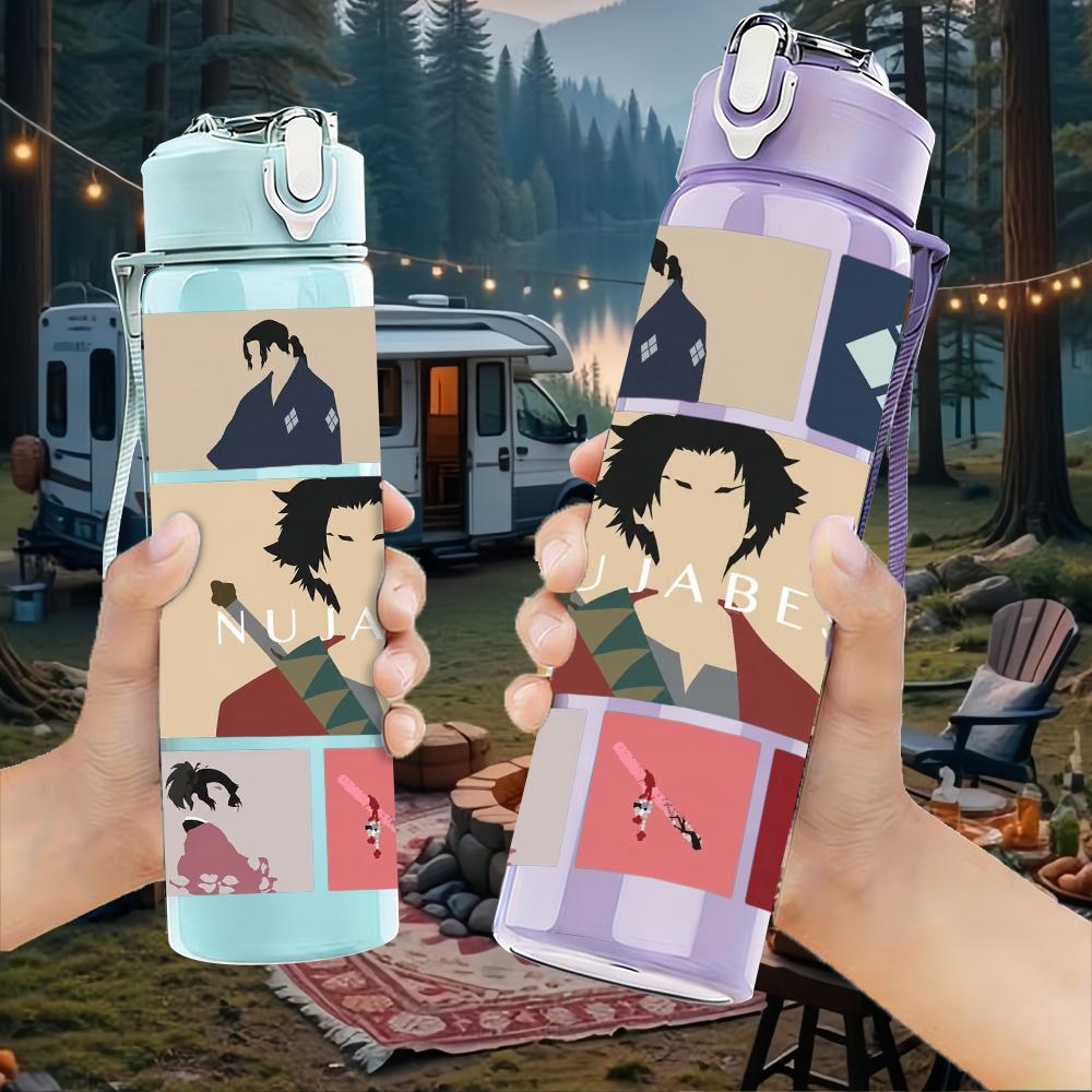 1PC Retro Band Grid Collage Portrait Print 750ml Portable Sports Water Bottle Leakproof Gym Outdoor Travel Drink Cup