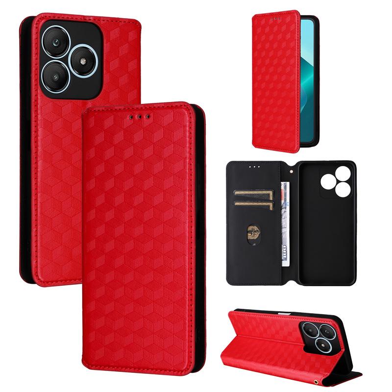Embossed Leather Card Holder Phone Case with Magnetic Flip for Wiko T20
