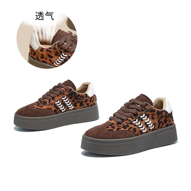 Leopard Print German Training Shoes Women's Spring Retro Platform White Shoes Casual Shoes Children's Sports Women's Shoes