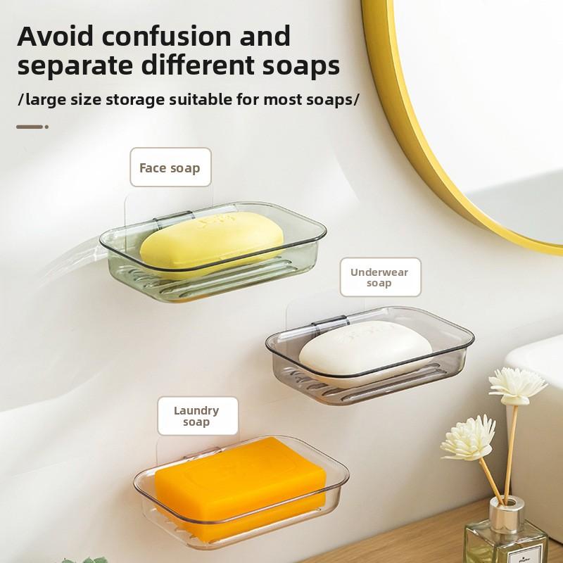 Soap Box Wall-mounted Draining Storage Rack, No Need for Drilling, Bathroom Storage, Toilet Suction Cup, Soap Box