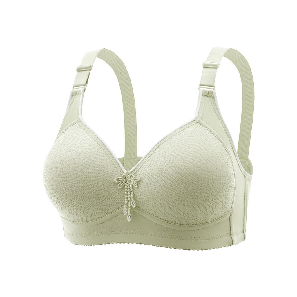 Sexy Lace Flower Face No Steel Ring Bra, Four Rows Three Button Sponge Cup, Plus Size Lingerie for Women