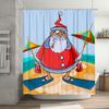 TU Funny Santa Claus Shower Curtain Beach Themed Bathroom Decor Holiday Festive Print Waterproof Fabric Home Textile Gift