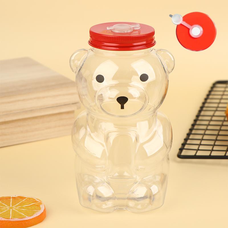 500ml Tragbare Cartoon-Bären Transparente Flaschen Klare Milchtee Kaffee Flasche Für Bubble Tea Saft Milchshake Partyzubehör