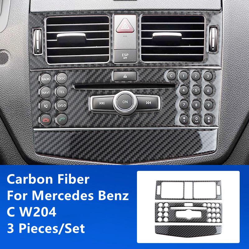 Cubierta de modificación Interior de coche de fibra de carbono, tiras embellecedoras, pegatinas decorativas para Mercedes Benz C W204, Interior de coche