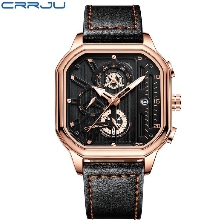 CRRJU New Belt Men's Watch Watch Simple Business Personality Men Fashion Waterproof