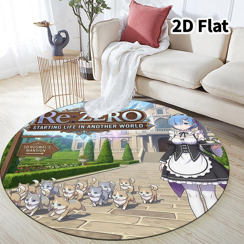 Re Zero Round Area Rug Carpet Rug For Living Room Bedroom Sofa Playroom Decor Nonslip Floor Mat