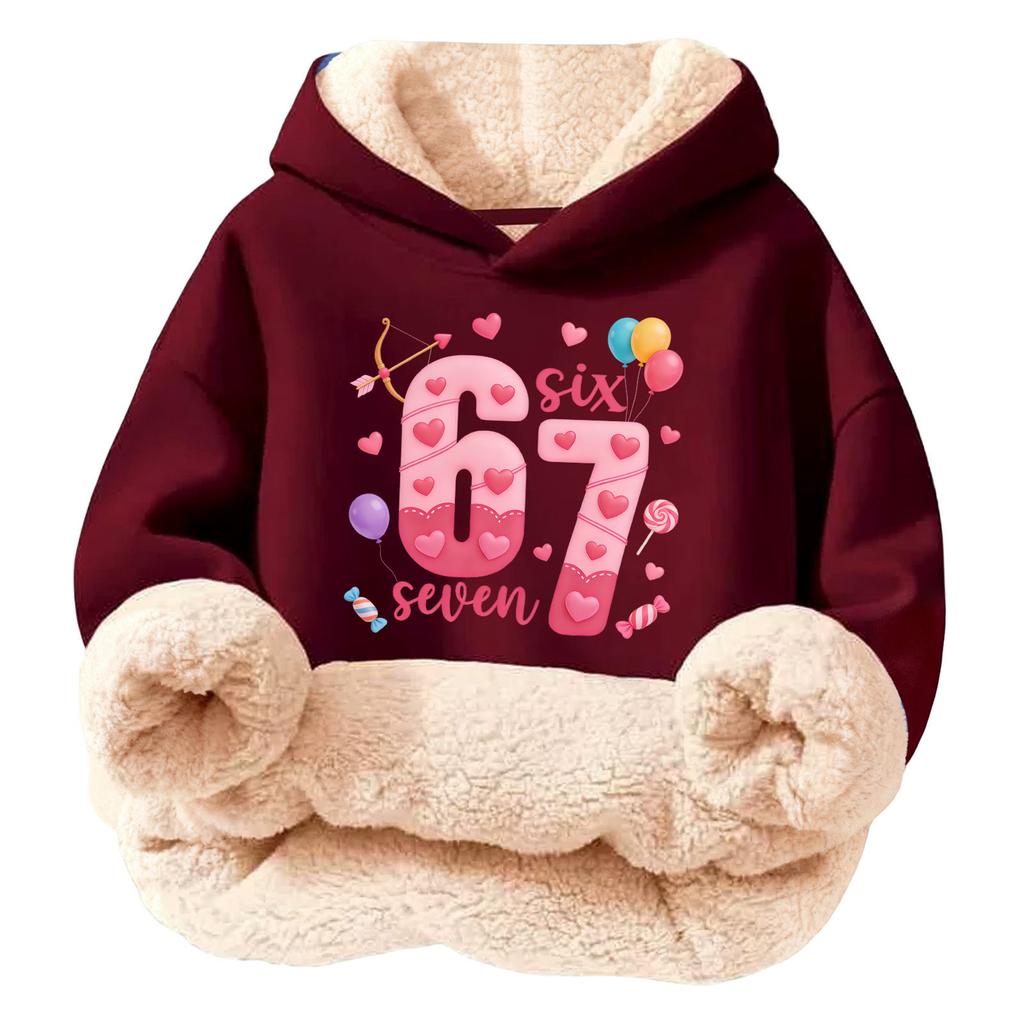 Çocuklar İçin Modaya Uygun Baskılı Günlük Polar Kapüşonlu Bol Kesim Cepli Olmayan Hoodie