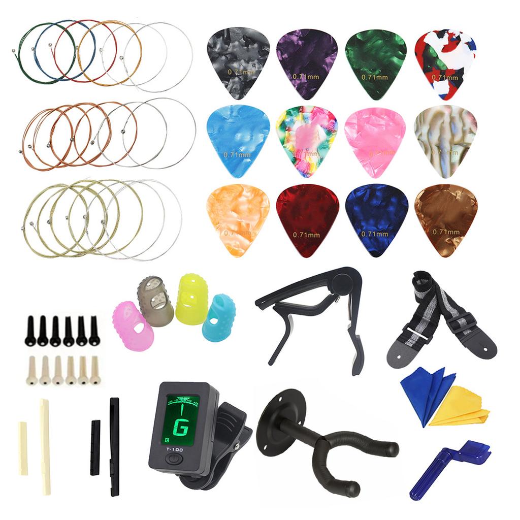 Professional Guitar Accessory Guitar Tool Set Including Guitar Picks Capo Tuner String Winder Bridge Pins Finger Picks