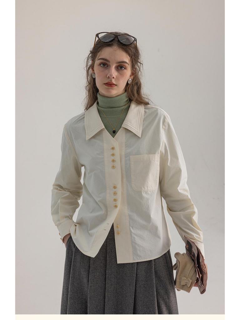 Dailyart "Blue Wave Sea Salt" Women's Embroidered Slim-fit Commute Shirt