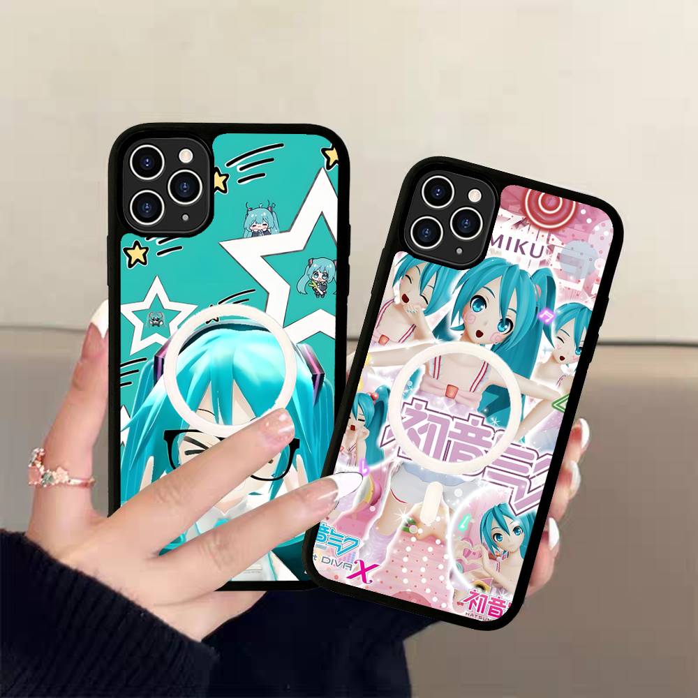 Kawaii H-Hatsune Miku Magnetic Wireless Phone Case For IPhone 17 16 15 14 Plus 13 12 11 Pro Max