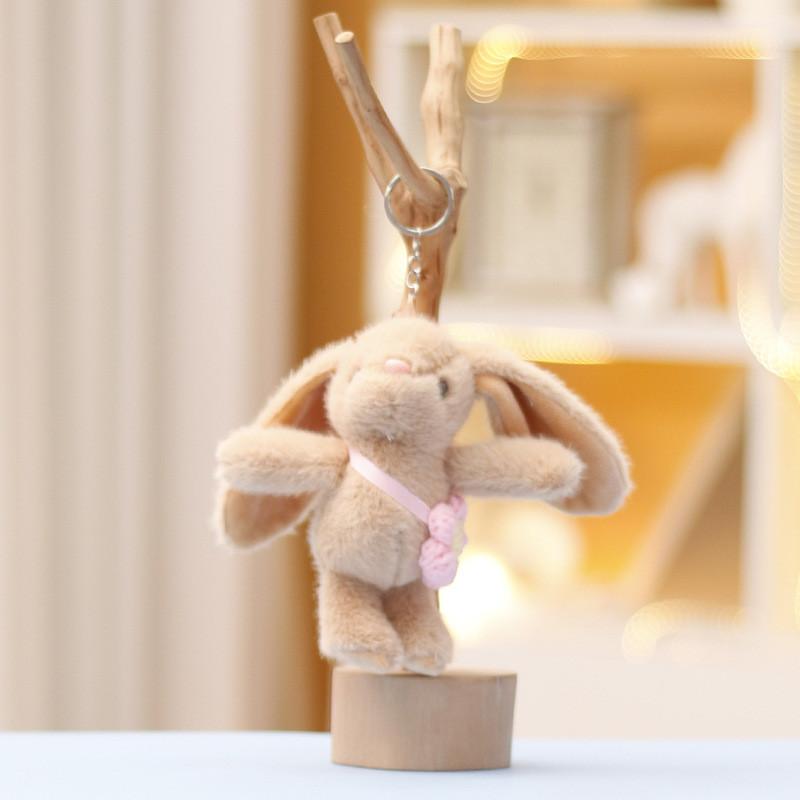 Flower Back Rabbit Keychain Cute Girl Backpack Decorative Pendant Plush Doll