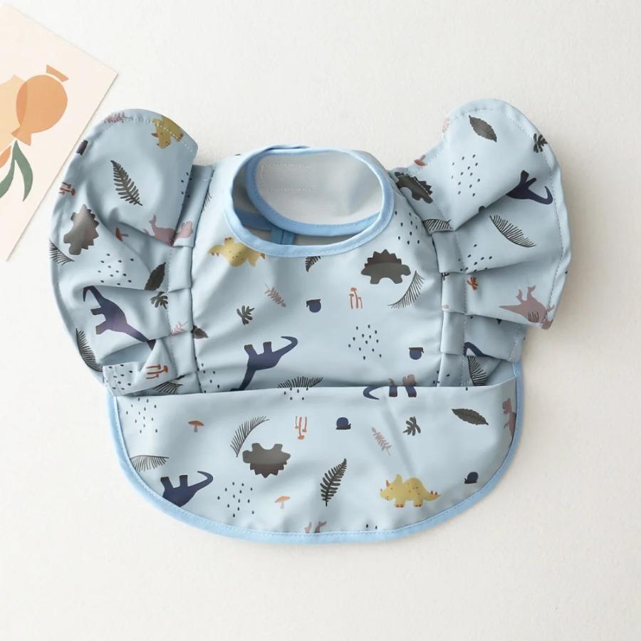 Nordic Style Baby PU Leather Waterproof Bib With Angel Wings Children Feeding Bib Burp Cloth Easy to Clean Baby Cute Print Bibs