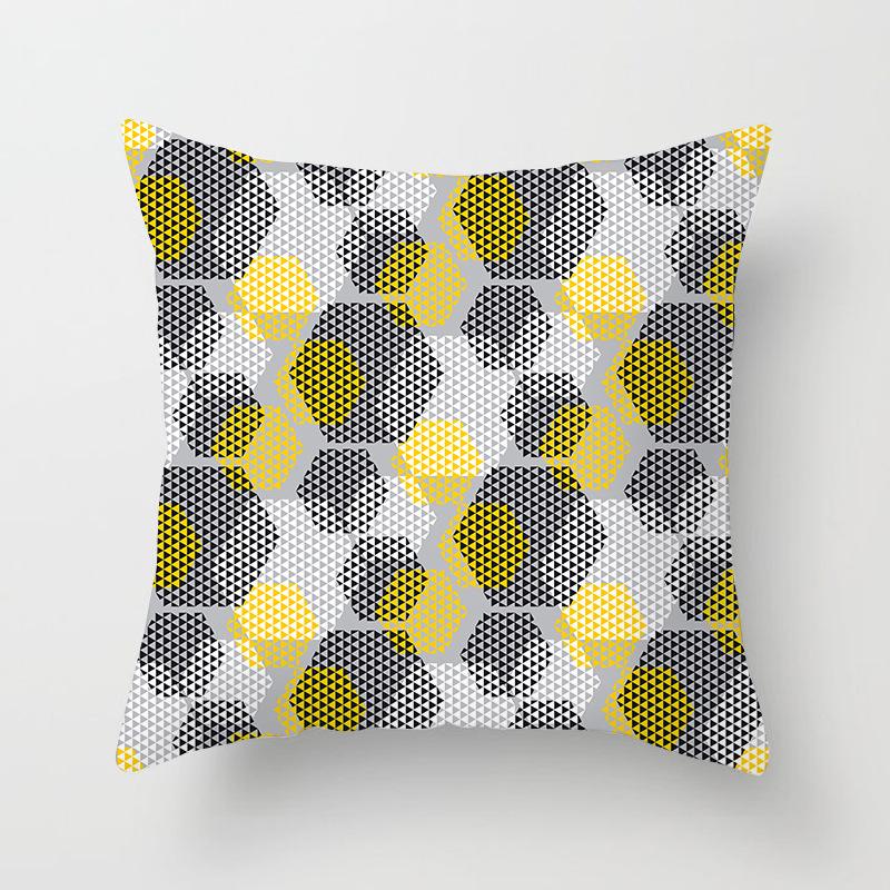 Față de pernă nouă galbenă cu desene animate geometrice, personalizată pentru decorarea casei, pernă de canapea
